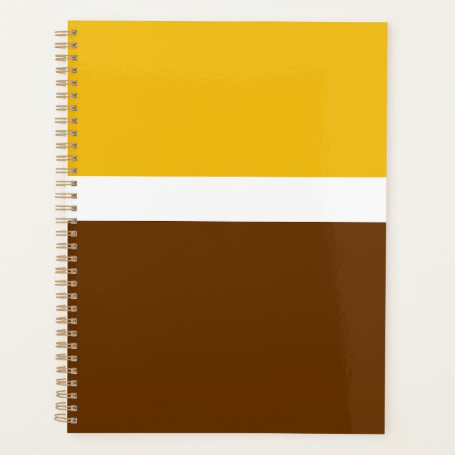 Yellow White Brown Plain Color Block Design  Planner (Front)