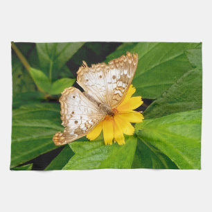 yellow white butterfly moth kitchen towel