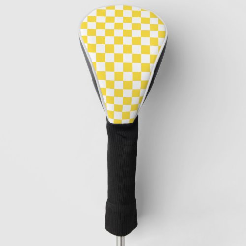 Yellow White Check Checkered Checkerboard Pattern Golf Head Cover
