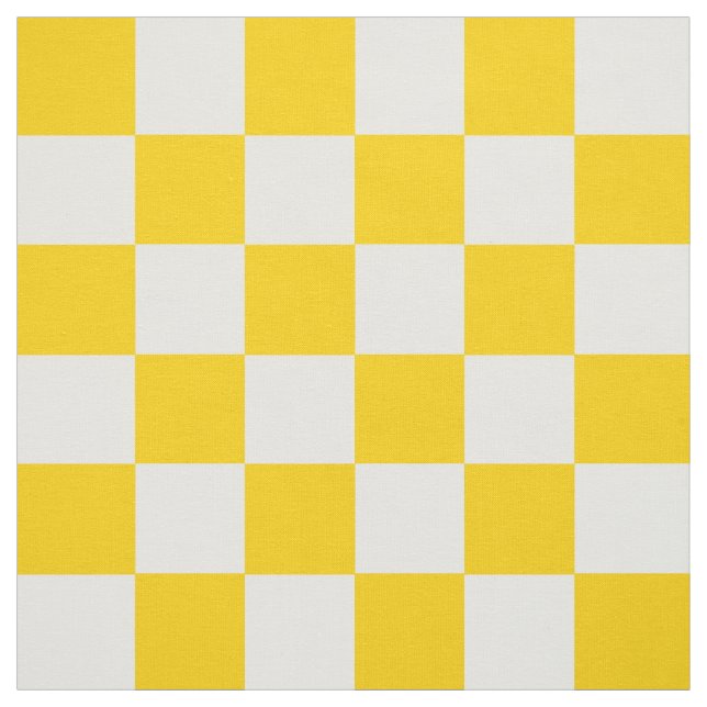 Yellow White Checkered Check Pattern Fabric (Swatch)