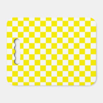 Yellow White Checkered Pattern Seat Cushion by stdjura at Zazzle