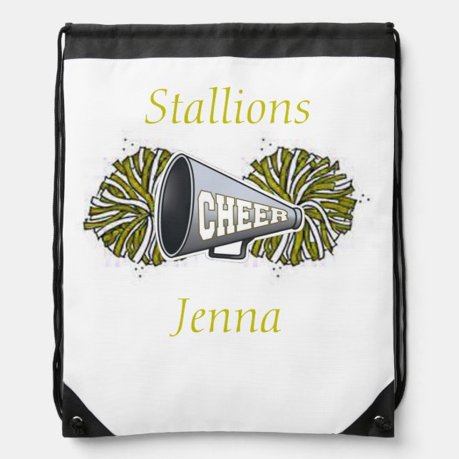 Yellow White Cheerleading Personalized Backpack (Front)