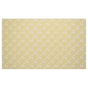 Yellow white cherries pattern fabric