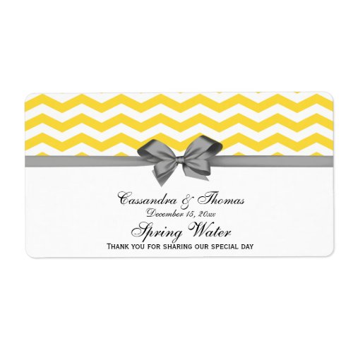 Yellow White Chevron Gray Party Water Label