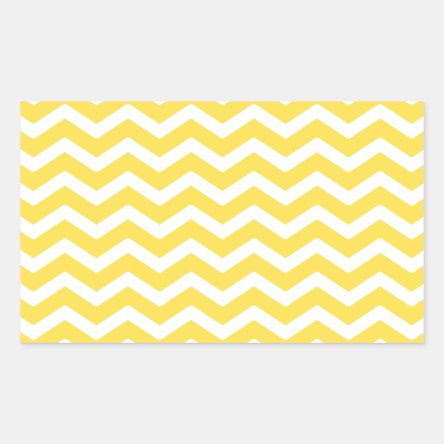 Yellow White Chevron Pattern Rectangular Sticker (Front)