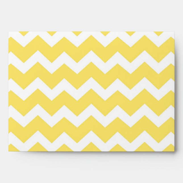 Yellow White Chevron Wedding Envelope (Front)