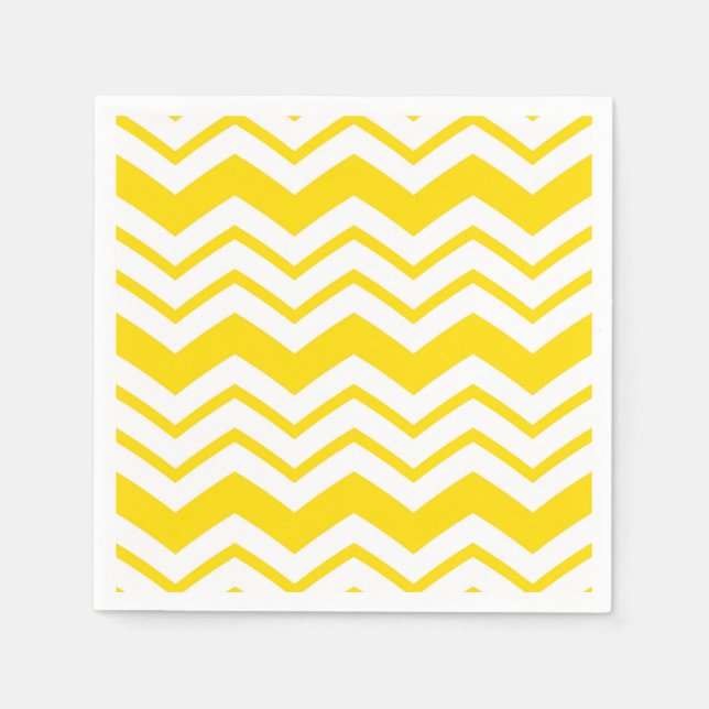 Yellow White Chevron Zigzag Pattern Design  Napkins (Front)