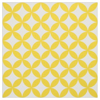 Yellow White Circles And Diamonds Pattern Fabric by BestPatterns4u at Zazzle