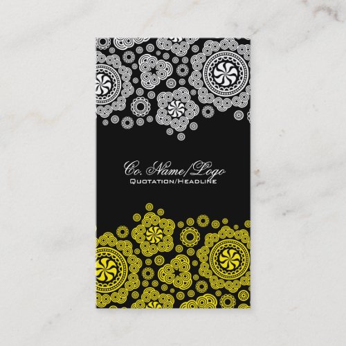 Yellow &amp; White Circles Pattern Combo Business Cards