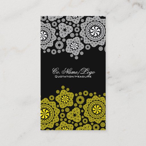 Customizable Yellow & White Circles Pattern Combo Business Cards