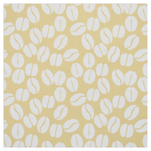 yellow white coffee beans pattern fabric