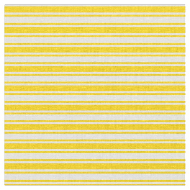 Yellow & White Colored Lined/Striped Pattern Fabric (Close Up)