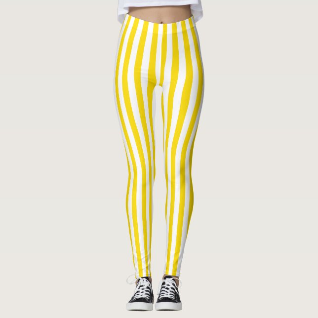 Yellow White Colors Modern Template Elegant Leggings (Front)