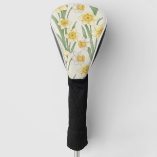 Yellow White Daffodil Botanical Floral Golf Head Cover