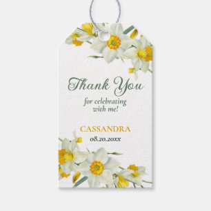 Yellow White Daffodil Rustic Floral Birthday Gift Tags