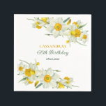 Yellow White Daffodil Rustic Floral Birthday  Napkins<br><div class="desc">Elegant watercolor yellow daffodil flower feminine Birthday party paper napkins.  All texts are editable. Matching items available in store!</div>