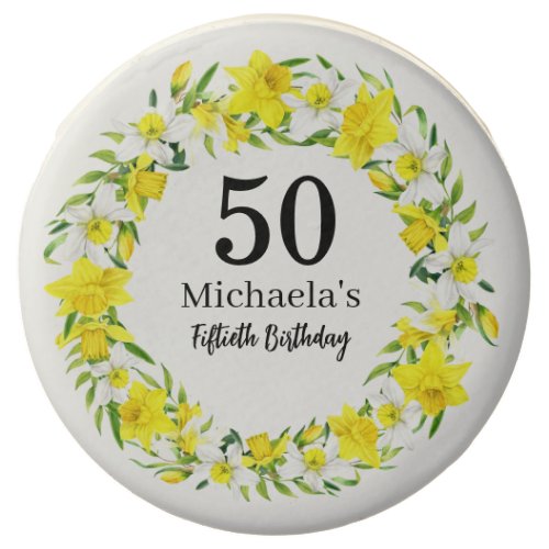 Yellow White Daffodil Wreath 50th Birthday Chocolate Covered Oreo