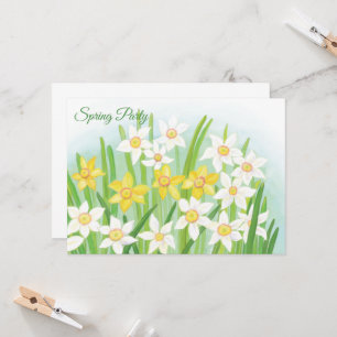 Yellow & White Daffodils Spring Party Custom Text Invitation