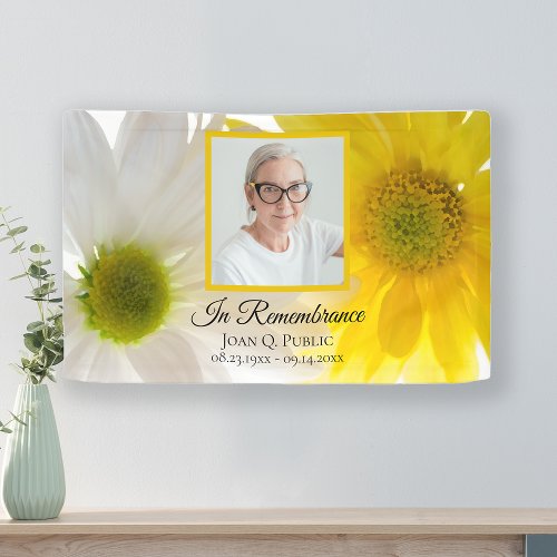 Yellow White Daisies Celebration of Life Funeral Banner