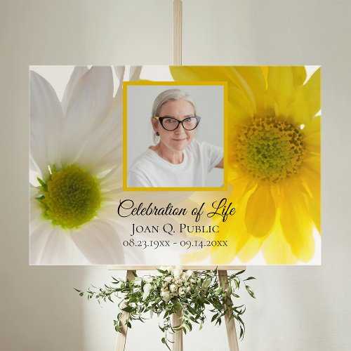 Yellow White Daisies Celebration of Life Funeral Foam Board