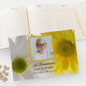 Yellow White Daisies Celebration Of Life Funeral Guest Book by loraseverson at Zazzle