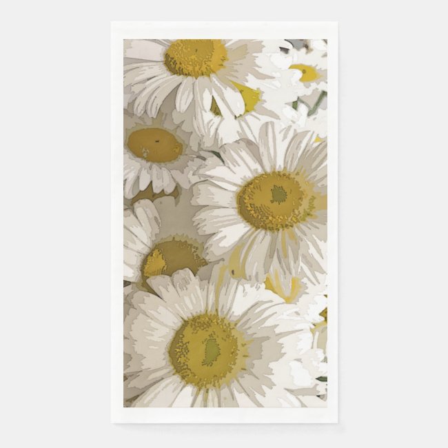 Yellow White Daisies Floral Guest Towel Napkins
