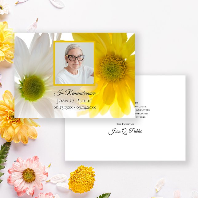 Yellow White Daisies Funeral Memorial Sympathy Thank You Card (Creator Uploaded)