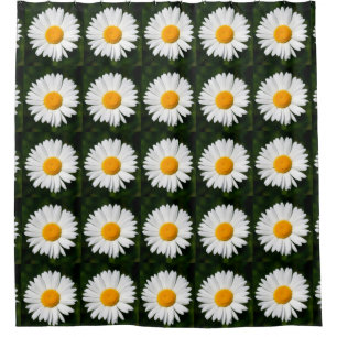 yellow/white daisies pattern shower curtain