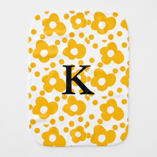 Yellow white daisy floral pattern add monogram mus baby burp cloth