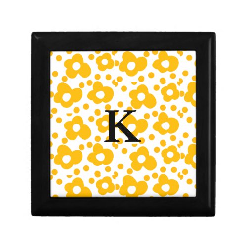 Yellow white daisy floral pattern add monogram mus gift box