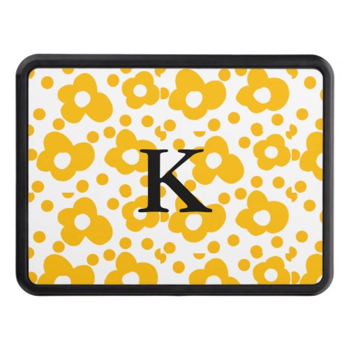 Yellow white daisy floral pattern add monogram mus hitch cover