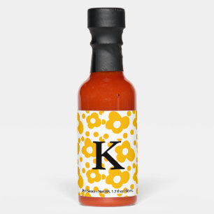 Yellow white daisy floral pattern add monogram mus hot sauces