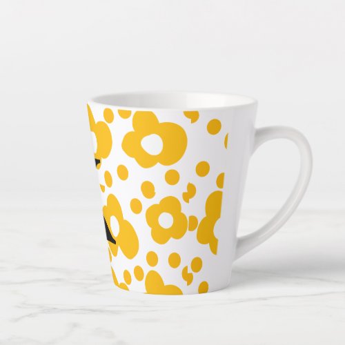 Yellow white daisy floral pattern add monogram mus latte mug