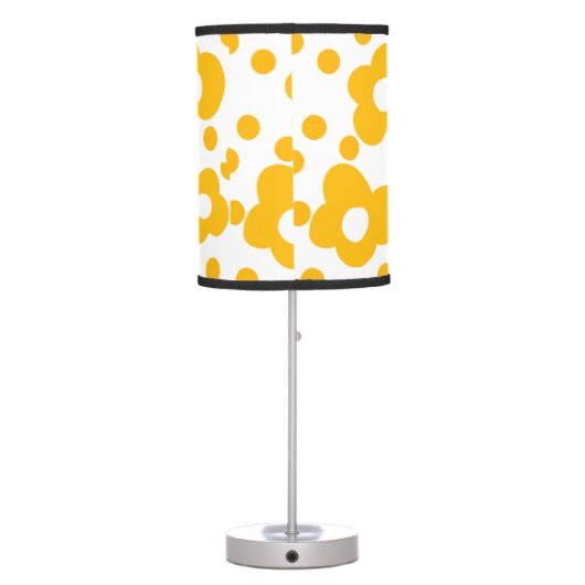 Yellow white daisy floral pattern add monogram mus table lamp (Back)