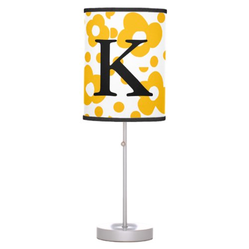 Yellow white daisy floral pattern add monogram mus table lamp