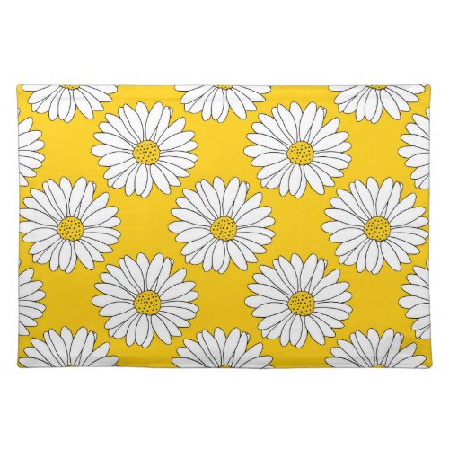 Yellow White Daisy Pattern 2 Cloth Placemat