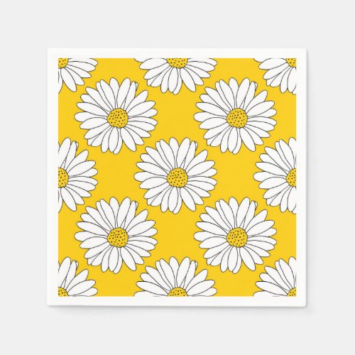 Yellow White Daisy Pattern 2 Napkins