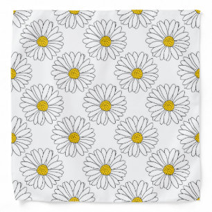 Yellow White Daisy Pattern Bandana