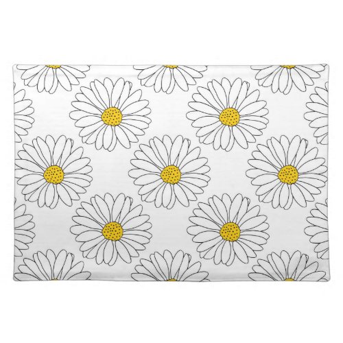 Yellow White Daisy Pattern Cloth Placemat