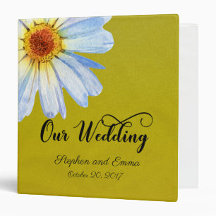Yellow White Daisy Watercolor Wedding Binder Album