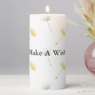 Yellow White Dandelion Flowers Pillar Candle