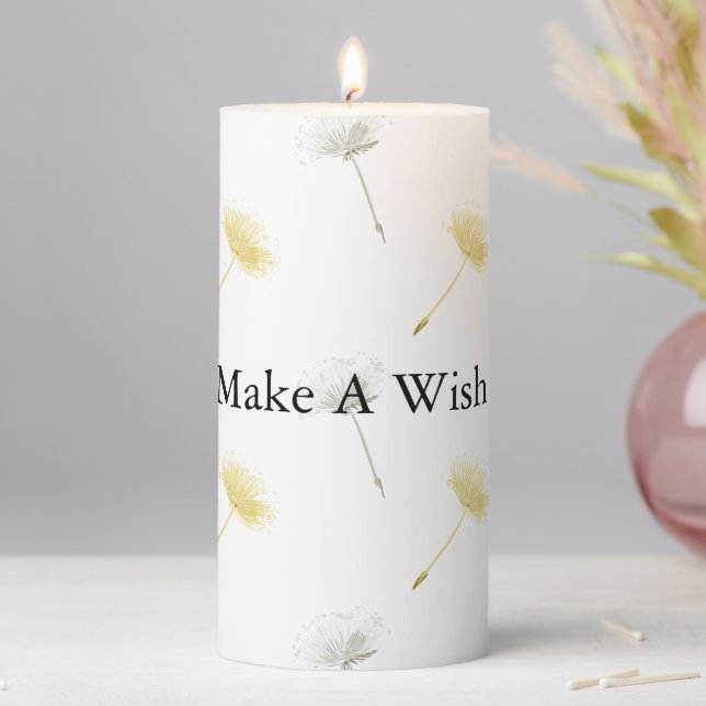 Yellow White Dandelion Flowers Pillar Candle (In Situ)