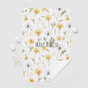 Yellow White Dandelions Flowers Make A Wish Golf Towel