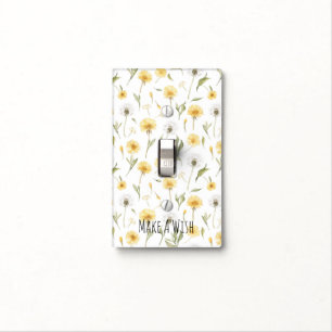 Yellow White Dandelions Flowers Make A Wish Light Switch Cover