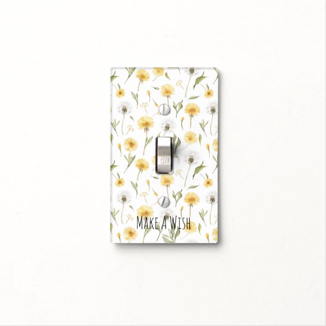 Yellow White Dandelions Flowers Make A Wish Light Switch Cover (In Situ)