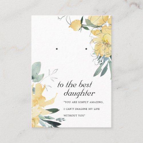 YELLOW WHITE DAUGHTER FRIEND  EARRING DISPLAY CARD
