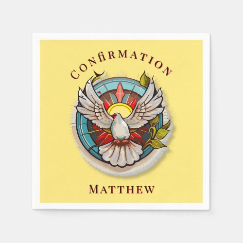 Yellow White Dove Religious Catholic Confirmation 