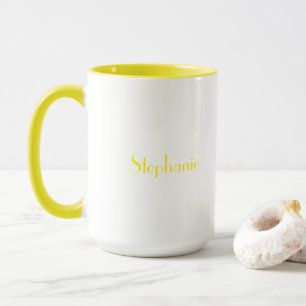 Yellow White Elegant Custom Name Mothers Day Gift Mug