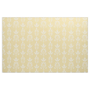 Yellow white elegant damask pattern fabric