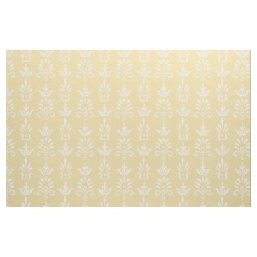 Yellow white elegant damask pattern fabric